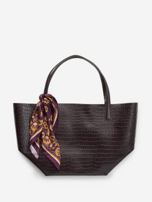 Vika Leather Tote in Crocodile
