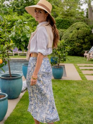 Adelyn Silk Blend Skirt in Paisley Flourish Bias