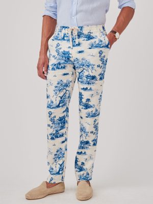 Callistair Linen Pants in Imperial Toile