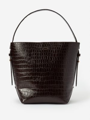 Crawford Leather Bucket Bag in Crocodile