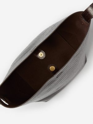 Crawford Leather Bucket Bag in Crocodile