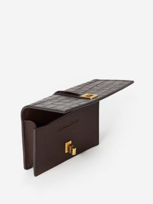 Dinah Leather Card Holder in Crocodile