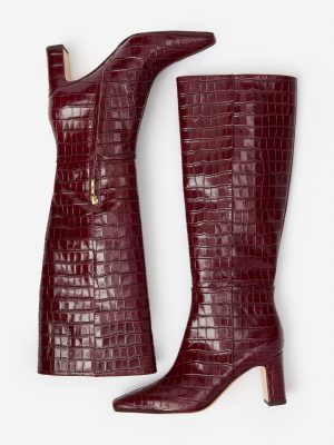 Eden Leather Boots in Crocodile