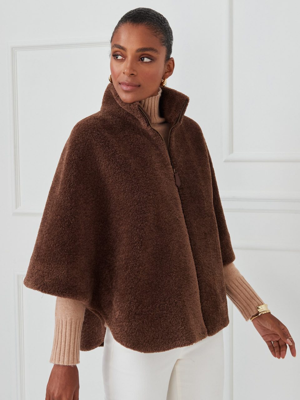 Gretchen Faux Fur Zip Poncho