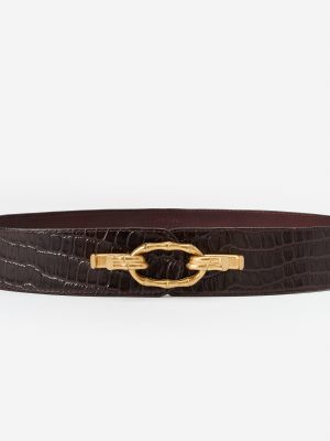 Jayna Leather Belt in Crocodile