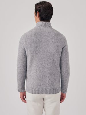 Mock Neck Cashmere Henley Sweater