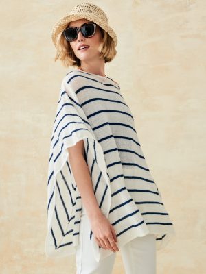 Samrithi Cashmere Poncho in Stripe