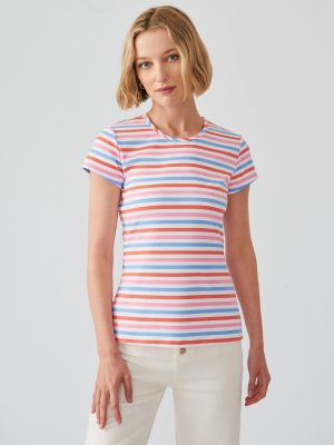 Signature Cap Sleeve Tee in Bangle Multi Stripe