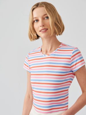 Signature Cap Sleeve Tee in Bangle Multi Stripe