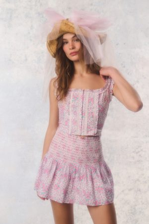 Re-Edition Misty Floral Cotton Mini Skirt