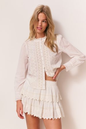 Ruffle Mini Pearl-Embellished Skirt
